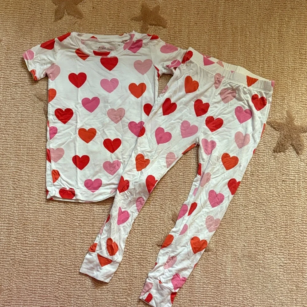 Angel Dear Red and Pink Heart Pajama Set. Valentines Day. - Picture 1 of 5